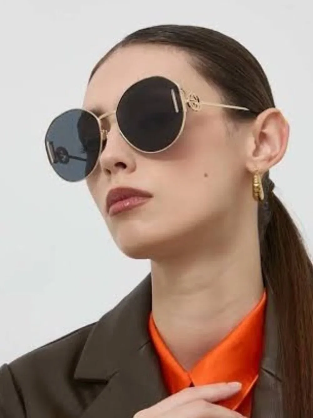 New Gucci GG1206SA 002 Women Oversized Gold Gray Sunglasses
